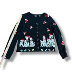 Vintage Christine Rotelli Holiday Cardigan Sweater S Dog Santa Ugly Christmas Black Photo 4