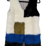 Line and Dot Women's ColorBlock Faux Fur Long Vest Size XS Patchwork Mob Wife Art Photo 0