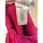 La Blanca Magenta Pink Eyelet Mini Dress Square Neck Puff Sleeve Medium Photo 3