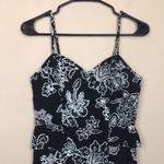 American Eagle Women’s Floral Peplum Ruffle Waist Black Ivory Tank Mini Dress Photo 1