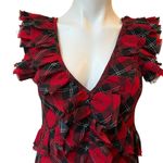 Denim & Supply Ralph Lauren  Red Tartan Plaid Ruffle Top Blouse Sleeveless, Sz M Photo 7