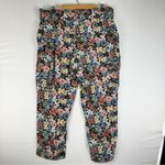 Loft  Ann Taylor Elastic Paper Bag Waist Floral Patterned Pants Women’s Large Photo 1