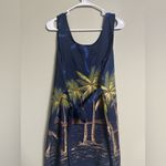 VTG 90s Looking Good Tropical Shift Dress Hawaiian Sleeveless Size Large Palm Blue Photo 1