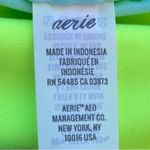 Aerie  Neon Green/Yellow Bikini Bottom w/Brown & Blue Trim Tie Waist Size XL Photo 2