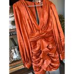 Ronny Kobo Carissa Floral Jacquard Silk Mini Dress Rust Womens Size Small Orange Photo 3