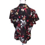 Emma James  Floral Black Multi Color Short Sleeve Ruffle Button-up Blouse Top  14 Photo 1