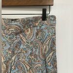 Talbots Paisley Chatham Straight Leg Pants Women’s 8P Blue Brown Funky Retro 70s Photo 2