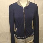Tucci Womens Sweater Blue Gray Steal Your Heart Eyes Long Sleeve Full Zip Knit M Size M Photo 0