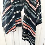 Kenzo RTW 2015 Black Orange White Serape Baja Stripe Wrap Cardigan Sweater Small Photo 3