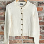 Gap  White Cotton Button Front Crew Boxy Cardigan Sweater, S Photo 0
