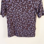 Madewell Drapey Mock neck Top in Floral Blue Size Medium Short Sleeves Photo 3