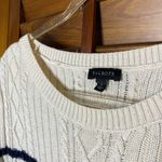 Talbots Cable Knit Striped Cream Black Peplum Sweater Photo 1
