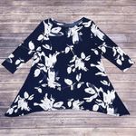 Clara Sun Woo Blue White Floral Leaves Keyhole Boat Neck 3/4 Sleeve Sharkbite L Size L Photo 5