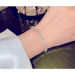Boutique NEW White Gold‎ Plated S925 Simulated Diamond Slide Tennis Bracelet, Adjustable Photo 12