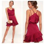 Lulus  sexy satin strappy ruffle raspberry dress size XS Photo 1