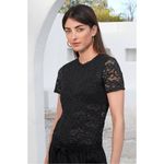 Johnny Was New.  black lace top. Runs big. XXS. Retails $150 Photo 4