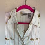 Chico's Chico’s Optic White Striped “Roaring Tails” Lion Print Olissa 3/4 Blouse 3 XL 16 Photo 2