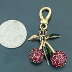 Juicy Couture Retired Pavè Red Cherry Charm Enameled Leaves With Box 16g Photo 4