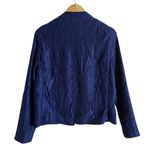 Chico's Chico’s Cobalt Blue Crinkled Plisse Satin Band Collar Jacket Size 4 Photo 5