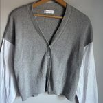 Naadam Gauze Mixed Media Cardigan XS Gray Photo 5