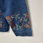New Directions 100% Cotton Denim Embroidered Floral Button Down Top Size L Red Size L Photo 2
