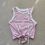 Heart & Hips Pink White Striped Crop Tie Tank Top Cotton Stretch Crew Shirt S Photo 4