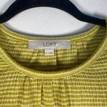 Loft  Striped Crinkle Tie Sleeve Top Chartreuse Green Size Small Photo 2