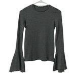 ZARA Gray Ribbed Bell sleeve Crew Neck Top(Size Small) Photo 2