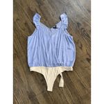 Paige Lunah Bodysuit V-back Bodysuit Ruffled Cap Sleeve in Flint Blue NEW Sz XL Photo 3