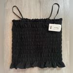 Treasure & Bond  Black Smocked Tie Cropped Cami size Small Photo 4