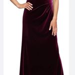 XScape  Off-Shoulder Burgundy Maxi Dress Photo 3