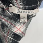 JODIFL Plaid Long Sleeve Button Down Shirt Top Eyelet Lace Trim Hem Small Photo 4