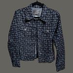 Guess  Los Angeles  Blue Denim Jacket All Over Logo Print Woman’s medium Photo 1
