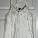 American Eagle Outfitters Women's Ivory Embroidered V-Neck Lace Up Back Tank M Photo 0