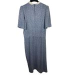 VTG 80s Joy Gordon Midi Blue White Semi Sheer Short Sleeve Nautical Dress 12 Photo 4