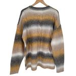 And The Why Striped Fuzzy Sweater size 1X/2X NWT Long Sleeve Grey White Yellow Gray Photo 9