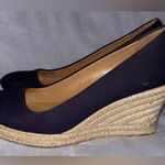 J.Crew Women’s Seville Canvas Espadrille Black Wedges Slip Ons Photo 5