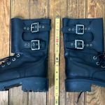 ALLSAINTS Women’s  black leather lug sole silver buckle biker boot size 38 Photo 7