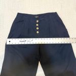 Loft XS navy wide leg cropped linen pleated button front pant P 2785 Photo 6