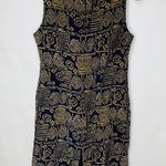 Silk Casual Corner Geometric Aztec Navy Brown Sheath Dress 8P Blue Size 8 Photo 4