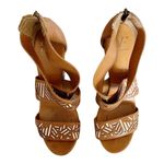 Diane Von Furstenberg  Tribal Opal Wedge Criss Cross Sandals Brown Beige 7.5 EUC Photo 1