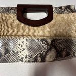 Nicole Miller  Straw Wood Handle Snap Closure Clutch Photo 1