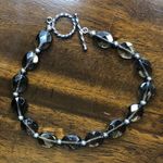 Sterling Silver Faceted Smokey Quartz  Spacers Toggle Clasp Tennis Bracelet 8” Photo 8