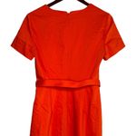 J.Crew  Short Sleeve Belted V Neck Sheath Midi Dress Lined Back Zip Up 6 Orange Photo 4