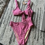 Berlook Pink Lurex Cut Out One-Piece Swimsuit Photo 8