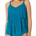 Coco reef Classic Solid Tiered Mesh Tankini Teal Cove Size 36DD NWT Photo 0