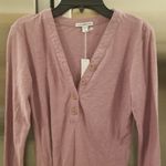 James Perse 💕💕 Long Sleeve Slub Jersey Henley ~ Tyrian 0 NWT Photo 6
