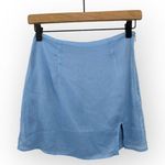 LIONESS Front Slit Mini Skirts Woven Lined Zip Side A-Line Preppy Blue Size XS Photo 0