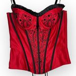 VTG Red and Black Beaded Corset Boustier Lingerie Sexy Christmas Size Small Photo 1