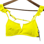 Kendall + Kylie Womens L Flutter Ruffle Bikini Top Neon Yellow Strappy Flirty Photo 0